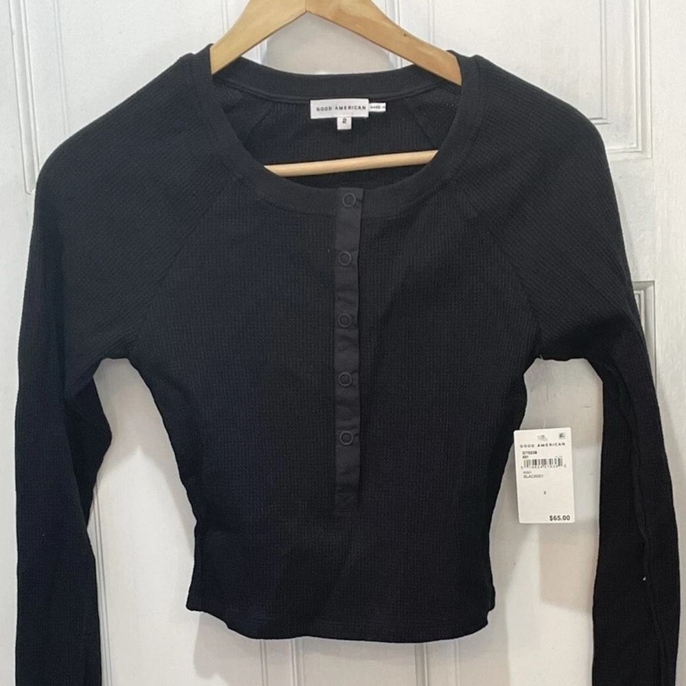 Good American Cropped Thermal Fitted Henley Size 2